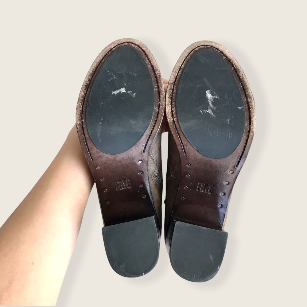 Frye Danica Peep Toe Grey Suede Cute Fall Booties - Picture 13 of 16